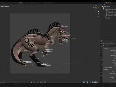 Rigged Alien Dinosaur Cartoon Gameready Low-poly 3D model