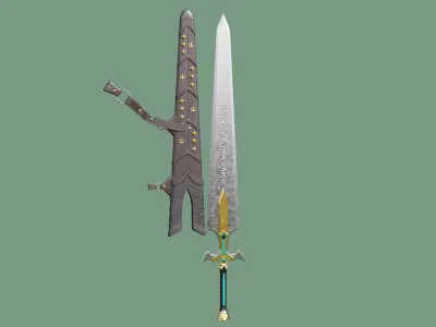 Fantasy Sword01 Game-Ready PBR Unity UE V-Ray Textures Inlcuded Low-poly 3D model