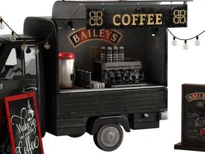Food truck coffee set 4 3D model