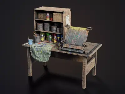 Painting workbench Low-poly 3D model