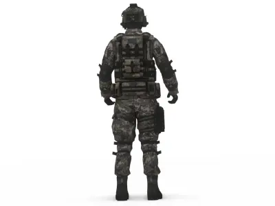 Elite Special Forces Soldier Game-Ready Rigged 3D Model Low-poly 3D model
