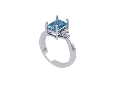 Emerald Solitaire Ring 3D print model 51