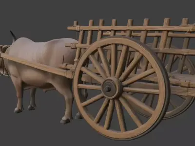 Realistic Indian Bullock Cart 3D Model 3D model
