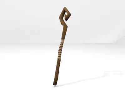 Low poly swirly mage staff Low-poly 3D model