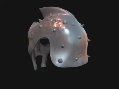 gladiator helmet and shield Low-poly 3D model