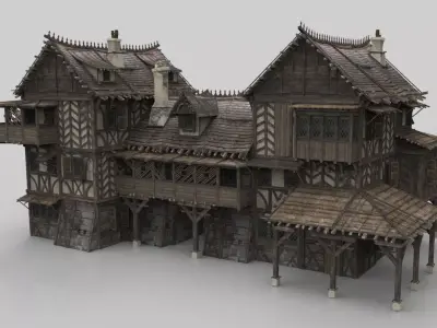 Medieval house fantasy 19 Low-poly 3D model