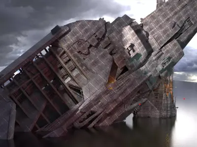 Elite Tower Ruins Submerged  3D model