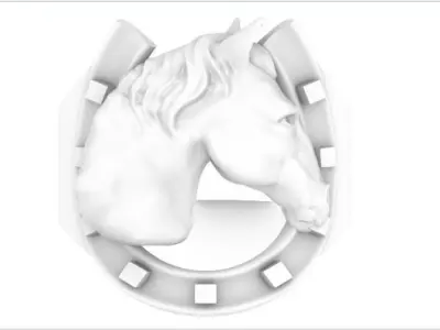 Horse and horse shoe ring 3D model