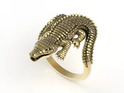Antique Crocodile Ring 3D print model
