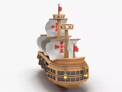 Cartoon Ship V2 Low-poly 3D model