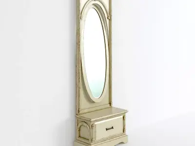 Victorian Hallway Mirror Old White 3D model
