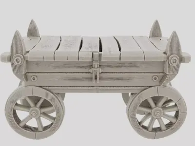 Fantasy Wooden Dungeon Supply Cart for 3D print Low-poly 3D model