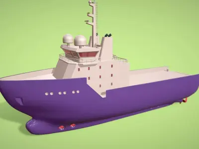 Low Poly Marine Supply Vessel Ship Model 2 Low-poly 3D model