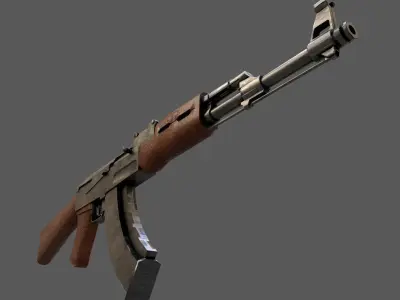 AK47 Gun Machine Assault Rifle Weapons Free low-poly 3D model