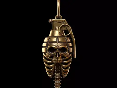 Skull Grenade Pendant 3D print model