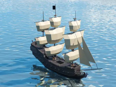 Pirate Galleon  Low Poly Low-poly 3D model