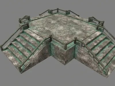 stairs stone staircase with metal railings Low-poly 3D model purchase