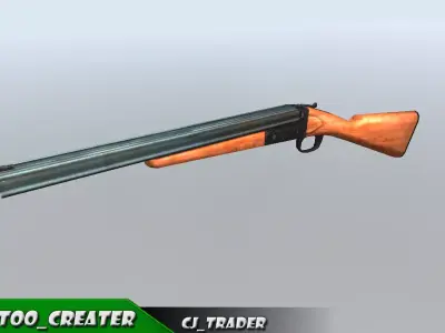 Shotgun riffle low poly 3d model Low-poly 3D model