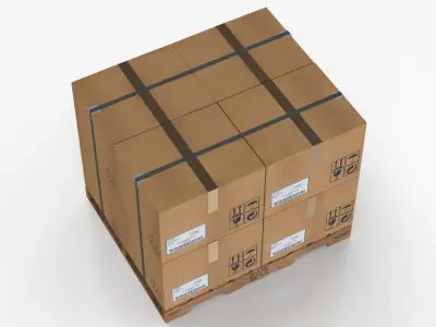 Pallet with Boxes T2 Low-poly 3D model