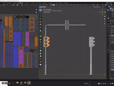 Traffic Lights and Signal System - Low Poly Game Ready Low-poly 3D model