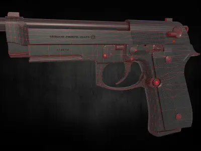 Beretta Pistol low poly game ready Low-poly 3D model