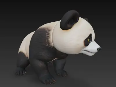 Panda Bear Realistic 3D Model - Low Poly Realistic Low-poly 3D model