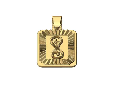 Floral scroll faceted sunrays pendant charm 3D print model