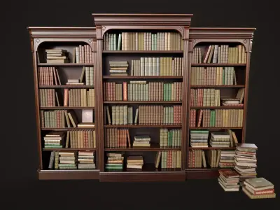 Vintage bookcase Low-poly 3D model