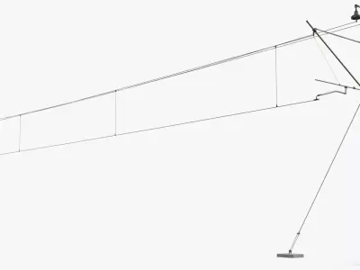 Railway Cantilever Catenary Pole Gray 3D model