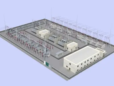 Electrical power substation 3D model