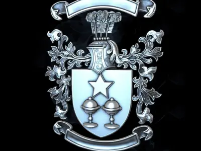 Coat of arms KNIGHT WITH FEATHERS 3D print model