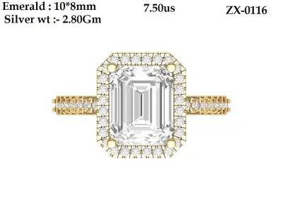 Emerald Radiant Ring 3D print model 16