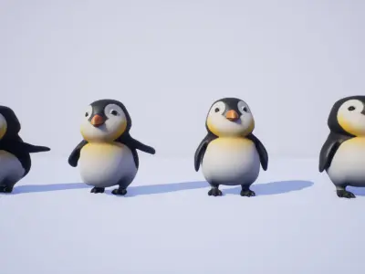 Penguin cartoon Low-poly 3D model
