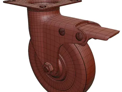 Heavy Duty Swivel Castor Wheel with Mounting Plate 3D model
