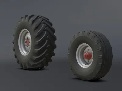 Set of wheels for combine SK-5 Niva KSK-100 Free low-poly 3D model
