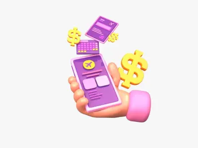 Online flight ticket booking 3D model