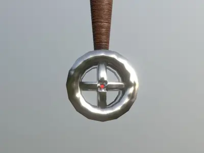 Medieval sword with some gems Low-poly 3D model