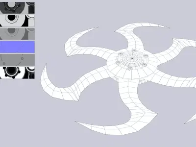 Scifi shuriken Low-poly 3D model