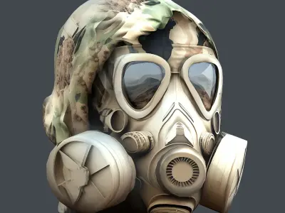 Gas mask helmet 3d model military combat Low-poly 3D model Low-poly 3D model get