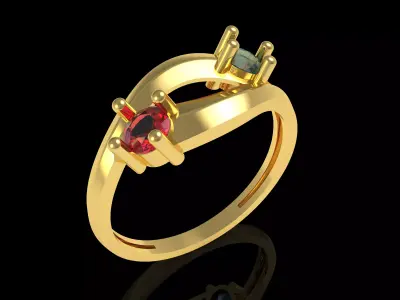 Two Stone Ladies Ring 3D print model