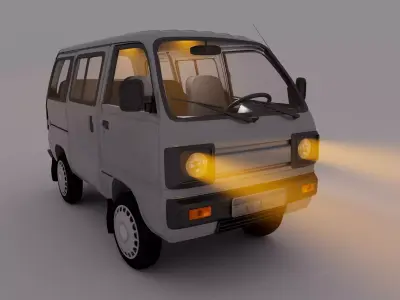 Van Car Low-poly 3D model