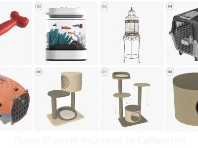 Pet and domestic animal related items 3D model