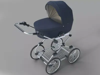Baby stroller Low-poly 3D model get