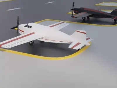 LowPoly Cartoon Propeller Plane  Blender 3D Model Low-poly 3D model