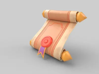 Stylized scroll Low-poly 3D model