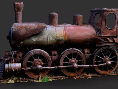 locomotive mining old rusty iron wreck PBR photogrammetry 3D model