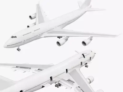 Boeing 747-400 Animated Realistic Jet Airliner Plane 3D model
