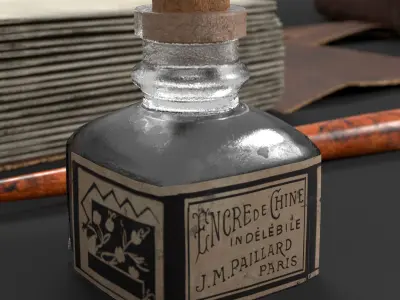 Dipping Ink Pen with Diary Low-poly 3D model