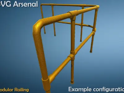 Modular Railing Low-poly 3D model