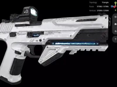 White Pistol 3D model purchase